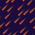 Seamless pattern with flying red meteors
