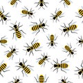 Seamless Pattern with flying wasps.