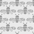 Seamless pattern with folk bees