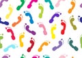 Seamless pattern. Footprints of human`s bare feet.