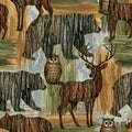 Forest Animals Bark Texture Seamless Pattern Royalty Free Stock Photo