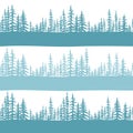 Seamless pattern with forest of Christmas fir trees silhouette. Coniferous spruce panorama. Park of evergreen wood Royalty Free Stock Photo