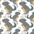 Seamless pattern in the form of cute chinchillas. Funny hand-drawn animals. Creative children's background in