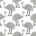 Seamless pattern in the form of cute ostriches. Funny hand-drawn animals. Creative children's background in