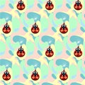 Seamless pattern in the form of ladybugs.