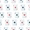 Seamless pattern with four aces playing cards suit. Royalty Free Stock Photo