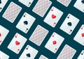 Seamless pattern with four aces playing cards suit. Royalty Free Stock Photo