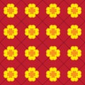 Seamless pattern of four-leaf clover on a red background. Vector image Royalty Free Stock Photo