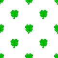 Seamless pattern with four leaf clover. St. Patrick`s Holidays. Lucky symbol and Irish mascot for St. Patrick`s Holidays. Cartoo