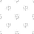 Seamless pattern with four leaf clover on white background. Lucky symbol and Irish mascot for St. Patrick`s Holidays. Line style Royalty Free Stock Photo