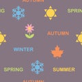 seamless pattern four seasons winter spring summer fall Royalty Free Stock Photo