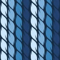 Seamless pattern of four shades of blue graphic leaves.