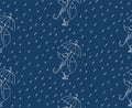 Seamless pattern with foxes and rain.