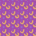 Seamless pattern foxes in winter . Snowflakes in winter purple orange