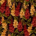 Seamless pattern with foxglove flowers. Vector.