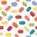 Seamless pattern with french sweet macaroons.