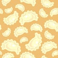 Seamless pattern. Fresh delicious dumplings, varenyki. Suitable as wallpaper in the kitchen, for example, for packaging products.