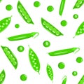 Seamless pattern of fresh green peas on a white background. Royalty Free Stock Photo