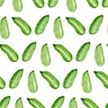 Seamless pattern of Fresh green zucchini on white background Royalty Free Stock Photo