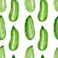 Seamless pattern of Fresh green zucchini on white background Royalty Free Stock Photo