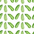 Seamless pattern of Fresh green zucchini on white background Royalty Free Stock Photo