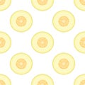 Seamless pattern with fresh half melon fruit on white background. Honeydew melon. Summer fruits for healthy lifestyle. Organic Royalty Free Stock Photo