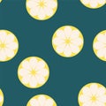 Seamless pattern with fresh lemons on blue background Royalty Free Stock Photo