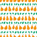 Seamless pattern with fresh pears. Harvesting background with f