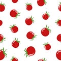 Seamless Pattern with Fresh Red Tomato Vegetable isolated on white background. Organic Food. Cartoon Flat Style. Vector Royalty Free Stock Photo