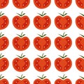 Seamless pattern with fresh red and yellow cherry tomatoes on wh