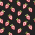 Seamless pattern fresh ripe red strawberry with a green leaf. Botanical painting. Hand drawn illustration isolated on Royalty Free Stock Photo