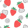 Seamless pattern with fresh strawberry isolated on white background. Royalty Free Stock Photo