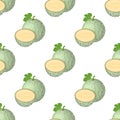 Seamless pattern with fresh whole, half melon fruit isolated on white background. Cantaloupe melon. Summer fruits for healthy Royalty Free Stock Photo