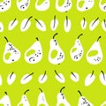 Seamless pattern with fresh yellow pears. Harvesting background