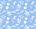 Seamless pattern with freshwater fishes and water plants in silhouette
