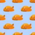 Seamless pattern with fried chicken or turkey