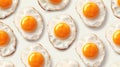 Seamless pattern of fried eggs, symbolizing diet breakfast. Wholesome morning fuel, Ai Generated