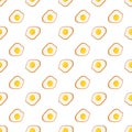 Seamless pattern with fried eggs with yellow yolk