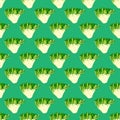 Seamless pattern frisee salad on turquoise background. Simple ornament with lettuce