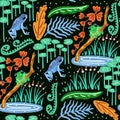 Seamless pattern with frog.