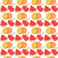 Seamless pattern with fruit background element watermelon, orange, cherry. hand drawn seamless fruit pattern Royalty Free Stock Photo