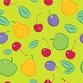 Seamless pattern. Fruit and berries pattern. Ripe fruits background. Royalty Free Stock Photo