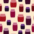 Seamless pattern with fruit jams.