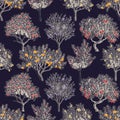 Seamless pattern with fruit trees