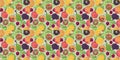 Seamless pattern fruits image symmetrical side view highly detailed