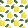 Seamless pattern fruits pears watercolor food illustration botany