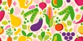 Seamless pattern of fruits and vegetables.