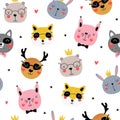 Seamless pattern with funny animals