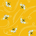 Seamless pattern with funny bees Royalty Free Stock Photo