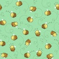 Seamless pattern of funny bees Royalty Free Stock Photo